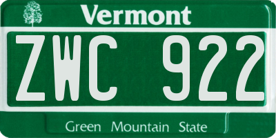 VT license plate ZWC922