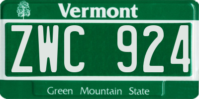 VT license plate ZWC924