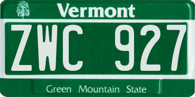VT license plate ZWC927