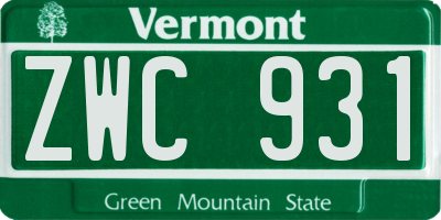 VT license plate ZWC931