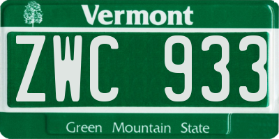 VT license plate ZWC933