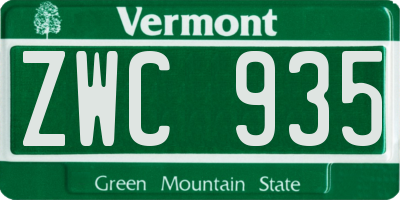 VT license plate ZWC935
