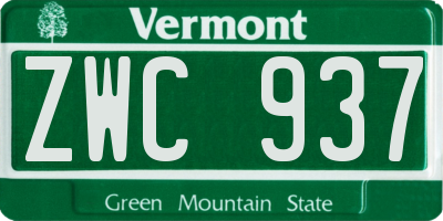 VT license plate ZWC937