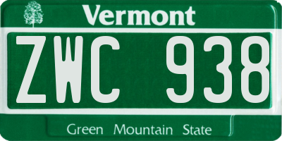 VT license plate ZWC938