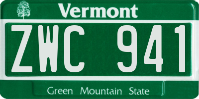 VT license plate ZWC941