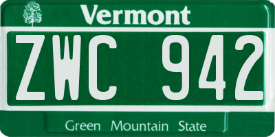 VT license plate ZWC942