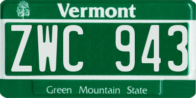 VT license plate ZWC943