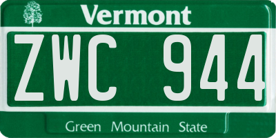 VT license plate ZWC944