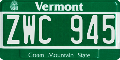 VT license plate ZWC945