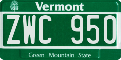 VT license plate ZWC950