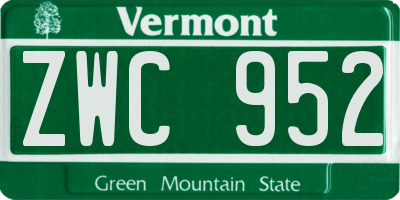 VT license plate ZWC952