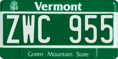 VT license plate ZWC955