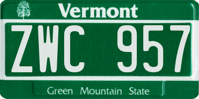 VT license plate ZWC957