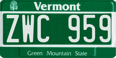 VT license plate ZWC959