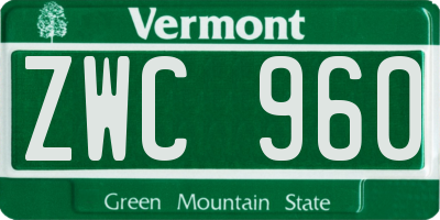 VT license plate ZWC960