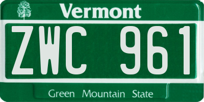 VT license plate ZWC961