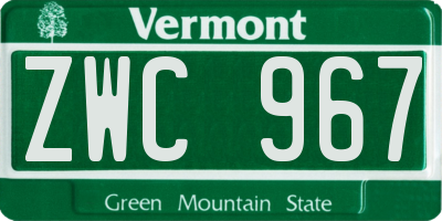 VT license plate ZWC967