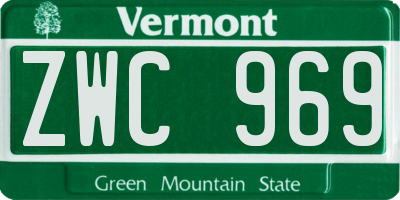 VT license plate ZWC969