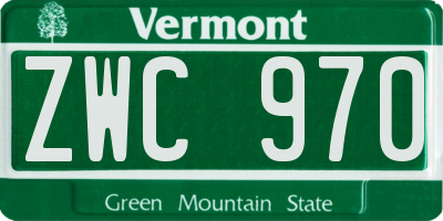 VT license plate ZWC970