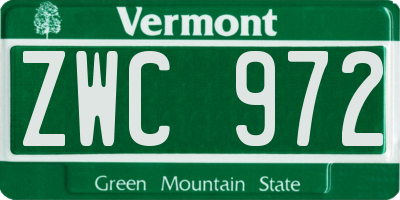 VT license plate ZWC972