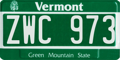 VT license plate ZWC973