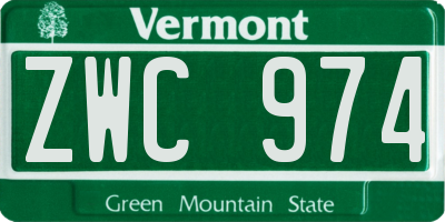 VT license plate ZWC974