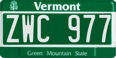 VT license plate ZWC977