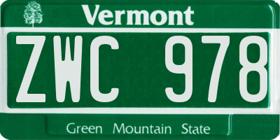 VT license plate ZWC978