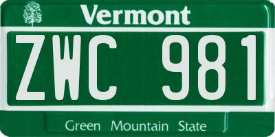 VT license plate ZWC981