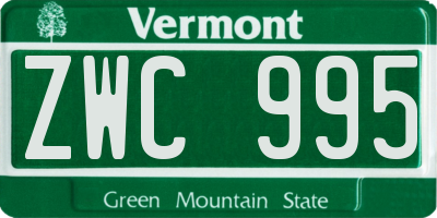 VT license plate ZWC995