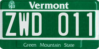VT license plate ZWD011