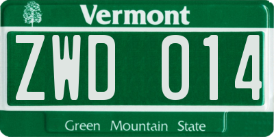 VT license plate ZWD014