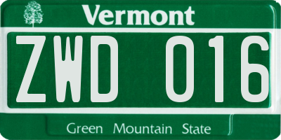 VT license plate ZWD016
