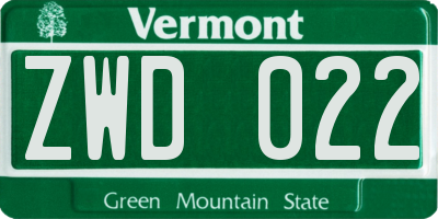 VT license plate ZWD022
