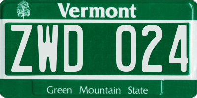 VT license plate ZWD024