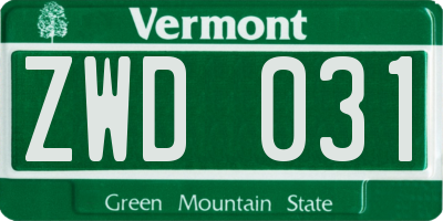 VT license plate ZWD031