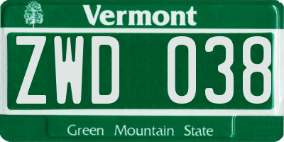 VT license plate ZWD038