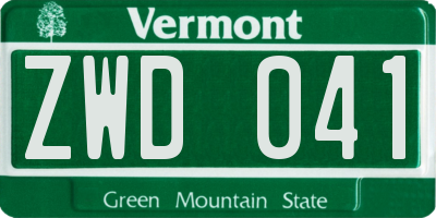 VT license plate ZWD041