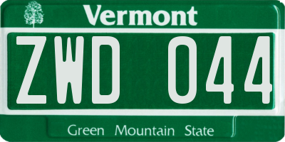 VT license plate ZWD044