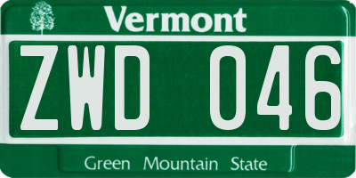 VT license plate ZWD046