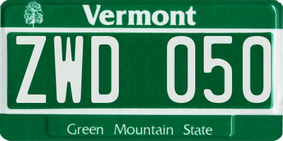 VT license plate ZWD050