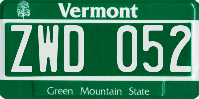 VT license plate ZWD052