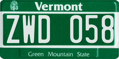 VT license plate ZWD058