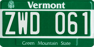 VT license plate ZWD061