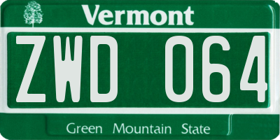VT license plate ZWD064