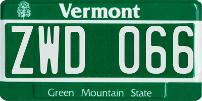 VT license plate ZWD066