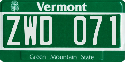VT license plate ZWD071