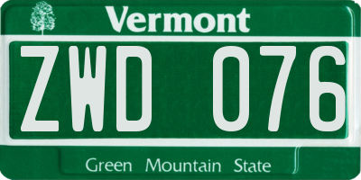 VT license plate ZWD076