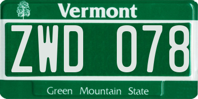 VT license plate ZWD078
