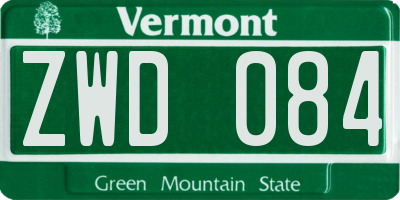 VT license plate ZWD084